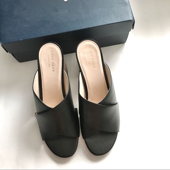 Cole Haan Black Gabby Leather Block Heel Sandals - Picture 5 of 9
